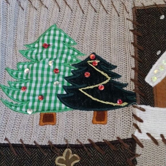 VTG 90s Beige Ugly Christmas Embroidered Quarter Zip Sweater 2X - Picture 11 of 16